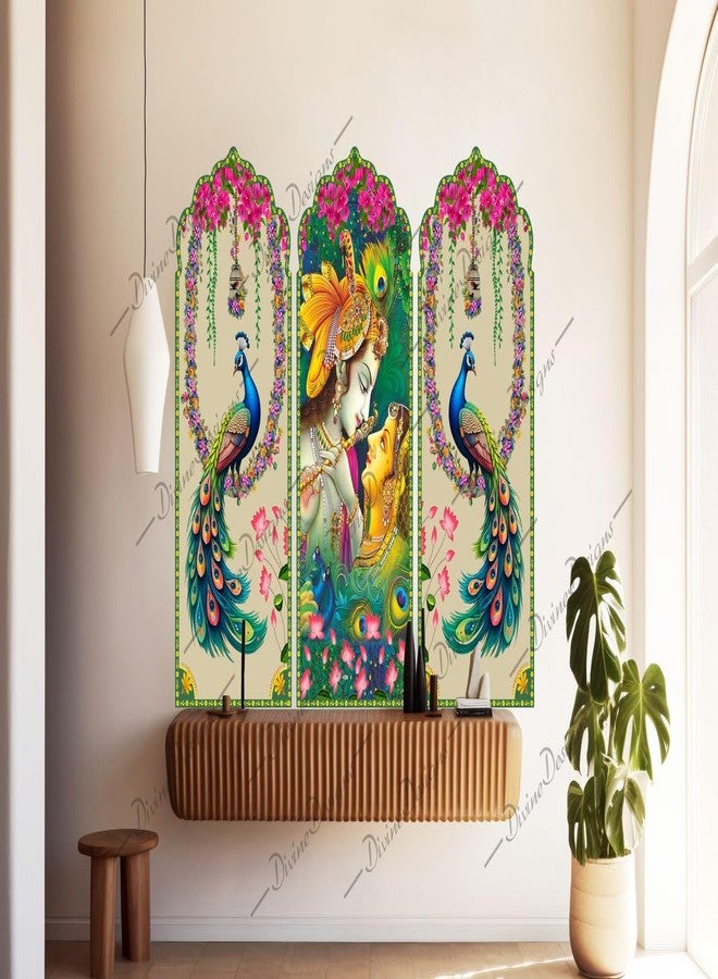 DivineDesigns ملصق حائط ذاتي اللصق من الفينيل PVC بتصميم رادها كريشنا لتزيين المنزل/غرفة المعيشة (متعدد الألوان) من DivineDesigns - Image 3